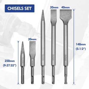 WORKPRO 17 Pcs SDS-Plus Rotary Hammer Drill Bits and Chisel Set - view 2