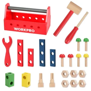 WORKPRO 24 Pcs/43 Pcs/70 Pcs Wooden Building Toy Tool Kit, Great Gift for Toddlers 3+ - view 2