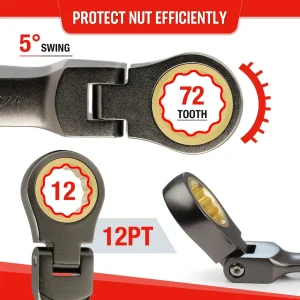WORKPRO 8 Pcs Flex-Head Stubby Ratcheting Combination Wrench Set - view 4