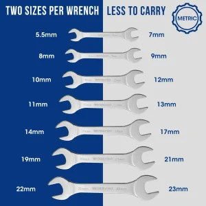 WORKPRO 7 Pcs Metric Super-Thin Wrench Set with Roll-up Organizer Pouch - view 2