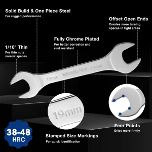 WORKPRO 7 Pcs Metric Super-Thin Wrench Set with Roll-up Organizer Pouch - view 3