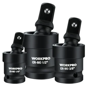 WORKPRO 3 Piece-1/2″, 3/8″ Impact Universal Joint Set, 1/4″Inch Drive Swivel Socket Set