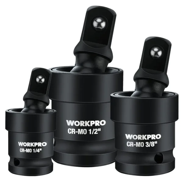 WORKPRO 3 Piece-1/2″, 3/8″ Impact Universal Joint Set, 1/4″Inch Drive Swivel Socket Set