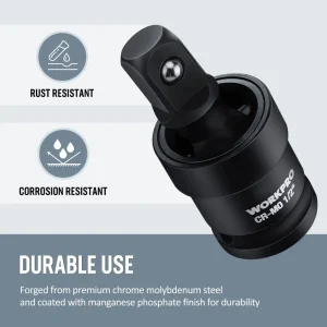 WORKPRO 3 Piece-1/2″, 3/8″ Impact Universal Joint Set, 1/4″Inch Drive Swivel Socket Set - view 2