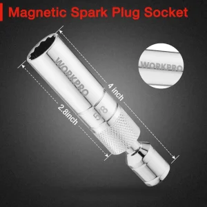 WORKPRO 5/8″ Magnetic Swivel Spark Plug With Thin Wall Socket, 3/8″ Drive x 4″ Total Length - view 2
