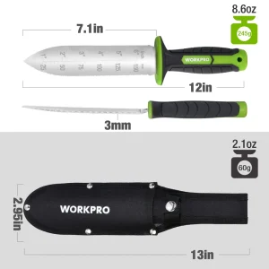 WORKPRO Garden Knife with Oxford Sheath, 7″ Stainless Steel Blade with Cutting Edge - view 3