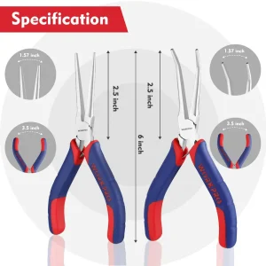 WORKPRO 2-Pcs 6″ Mini Needle Nose Pliers Set, Long Nose Pliers, Bent Nose Pliers - view 3