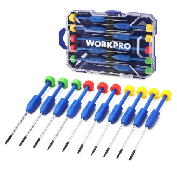 WORKPRO 10-Pcs Precision Screwdriver Set with Case, Phillips, Slotted, Torx Star, Magnetic Screwdriver Repair Tool Ki...
