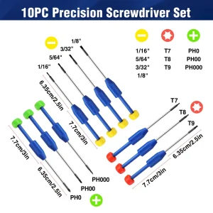 WORKPRO 10-Pcs Precision Screwdriver Set with Case, Phillips, Slotted, Torx Star, Magnetic Screwdriv - view 2