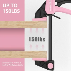 WORKPRO 4-Pcs Mini One-Handed Clamp/Spreader for Woodworking – Pink Ribbon - view 4