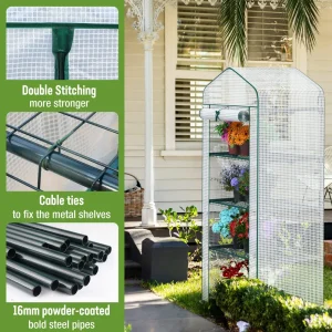 WORKPRO White 27″ L x 19″ W x 63″ H 4-Tier Portable Rack Shelves Gardening Plant Mini Greenhouse - view 4