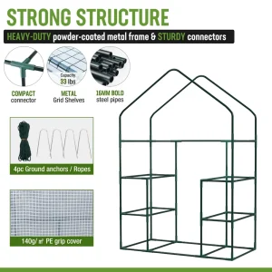WORKPRO 56″ L X 28″ W X 77″ H 3 Tier 4 Shelves Portable Mini Walk-in Greenhouse - view 3