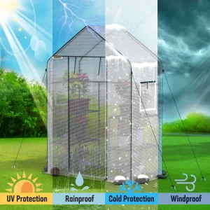 WORKPRO 56″ L X 28″ W X 77″ H 3 Tier 4 Shelves Portable Mini Walk-in Greenhouse - view 4