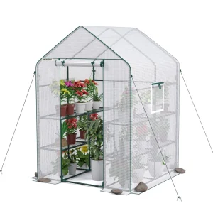WORKPRO 56” L x 56”W x 77” H Large 3 Tier 8 Shelves Outdoor Portable Walk-in Gardening Greenhouse