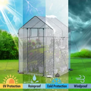 WORKPRO 56” L x 56”W x 77” H Large 3 Tier 8 Shelves Outdoor Portable Walk-in Gardening Greenhouse - view 4