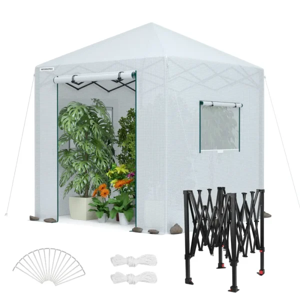 WORKPRO 8’x 8′ Portable Walk-in Greenhouse