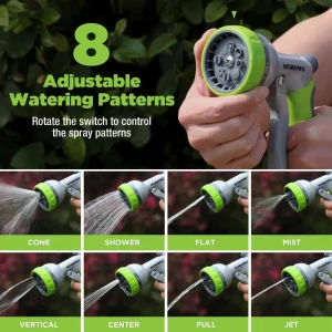 WORKPRO Garden High Pressure Water Hose Nozzle Sprayer with 8 Adjustable Watering Patterns & Thumb C - view 3