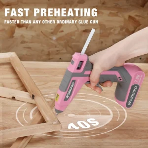 WORKPRO 7.2V Cordless Hot Melt Glue Gun Kit – Pink Ribbon - view 4