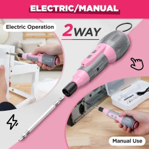 WORKPRO Cordless 4V USB Rechargeable Lithium-ion Battery Screwdriver Kit – Pink Ribbon - view 4