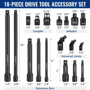 WORKPRO 18 Pcs Drive Tool Accessory Set - view 2