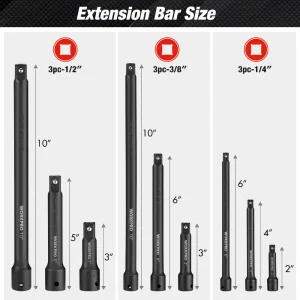 WORKPRO 9 Pcs Impact Driver Extension Bar Set - view 2