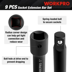 WORKPRO 9 Pcs Impact Driver Extension Bar Set - view 4