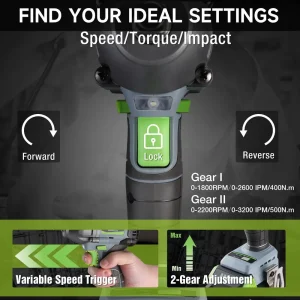 WORKPRO 1/2 inch, 20V Cordless Impact Wrench, with 4.0 Ah Battery, Fast Charger, 4 Impact Sockets an - view 3