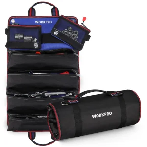 WORKPRO Heavy Duty Tool Roll Up Bag Organizer with 6 Pockets and Detachable Tool Pouches