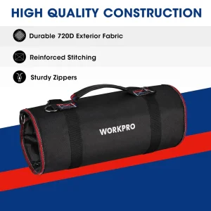 WORKPRO Heavy Duty Tool Roll Up Bag Organizer with 6 Pockets and Detachable Tool Pouches - view 2
