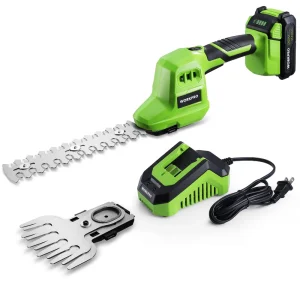 WORKPRO 2 in 1 20V Electric Cordless Grass Hedge Shear & Handheld Shrubbery Trimmer, with 2.0Ah Rechargeable Lithium-...