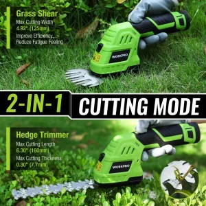WORKPRO 2 in 1 12V Electric Cordless Grass Hedge Shear & Handheld Shrubbery Trimmer, with 2.0Ah Rech - view 2