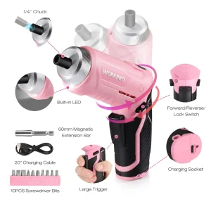 WORKPRO 18 Pcs General Home Tool Kit – Pink Ribbon - view 4