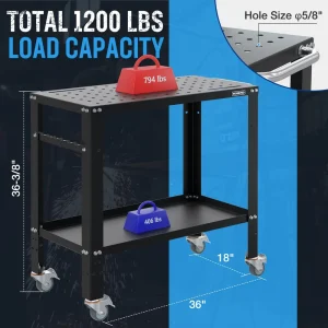 WORKPRO 36”×18” Portable Welding Table, 1200 lbs Load Capacity, Nitriding Tabletop - view 3