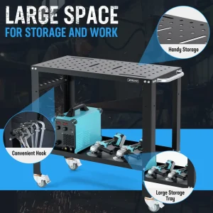 WORKPRO 36”×18” Portable Welding Table, 1200 lbs Load Capacity, Nitriding Tabletop - view 4