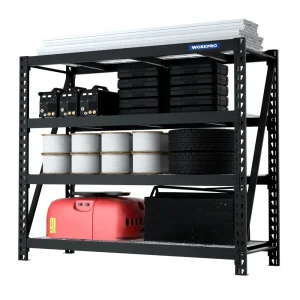 WORKPRO 4-Tier Metal Garage Shelving Unit, 68″W x 24″D x 65″H, 7200 LBS Capacity, Heavy Duty Industrial Adjustable Sh...
