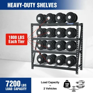 WORKPRO 4-Tier Metal Garage Shelving Unit, 68″W x 24″D x 65″H, 7200 LBS Capacity, Heavy Duty Industr - view 4