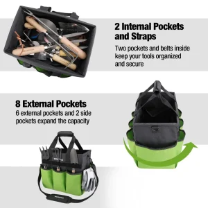 WORKPRO Heavy Duty Standable Garden Tote Bag, with 10 Pockets and Long Adjustable Shoulder Strap - view 4