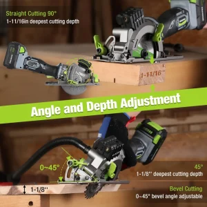 WORKPRO 4-1/2″ Compact Cordless Mini Circular Saw, 20V 4.0Ah Battery, Fast Charger, 3 Saw Blades, 4500RPM - view 3