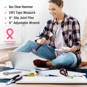 WORKPRO 100 Pcs Pink Household Tool Kit – Pink Ribbon - view 4