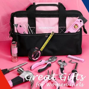 WORKPRO 263-Piece Pink Home Repairing Tool Set with Wide Mouth Open Storage Bag – Pink Ribbon - view 4
