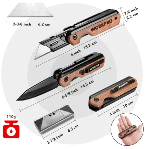 WORKPRO 2-in-1 Folding Utility Knife, Extra 10 SK5 Blades Included - view 2