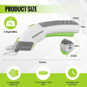 WORKPRO 4V Rechargeable Cordless Electric Scissors with 2 Blades - view 3