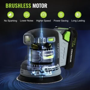 WORKPRO Brushless and Cordless 20V 5in Electric Orbit Sander - view 2