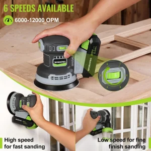 WORKPRO Brushless and Cordless 20V 5in Electric Orbit Sander - view 3