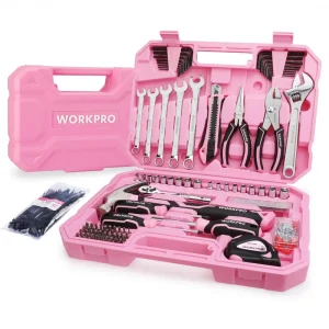 WORKPRO 284PCS Pink Household Tool Set- Pink Ribbon