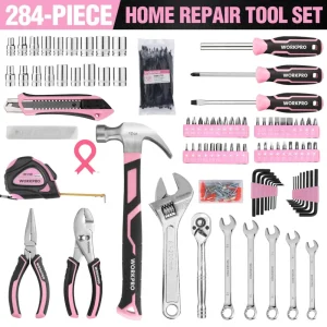 WORKPRO 284PCS Pink Household Tool Set- Pink Ribbon - view 2