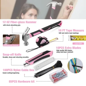 WORKPRO 284PCS Pink Household Tool Set- Pink Ribbon - view 4