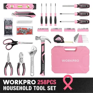 WORKPRO 258PCS Complete Household Tool Set – Pink Ribbon - view 2