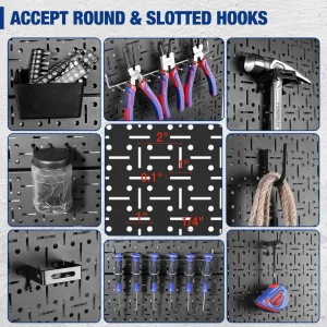 WORKPRO Black Metal Steel Panel Garage Wall Pegboard Organizer - view 4