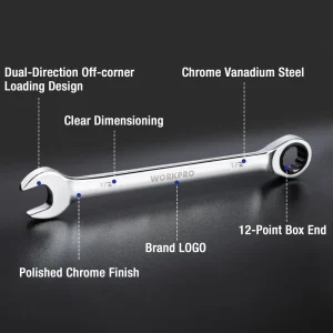 WORKPRO Multi-Size Ratcheting Wrench SAE, CR-V - view 2